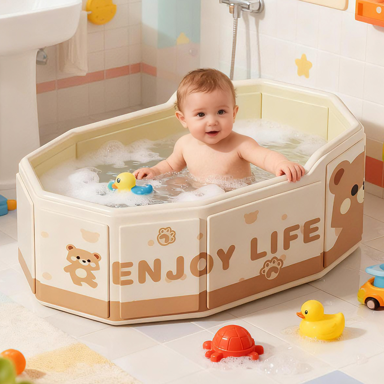 Baby Bath Tub Foldable - 1PC Collapsible Baby Bathtub for Infants